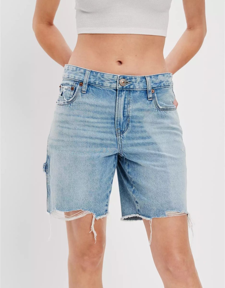 Shorts American Eagle AE Dreamy Drape Denim Low-Rise Baggy Lavage Clair Femme | AOA-28594721